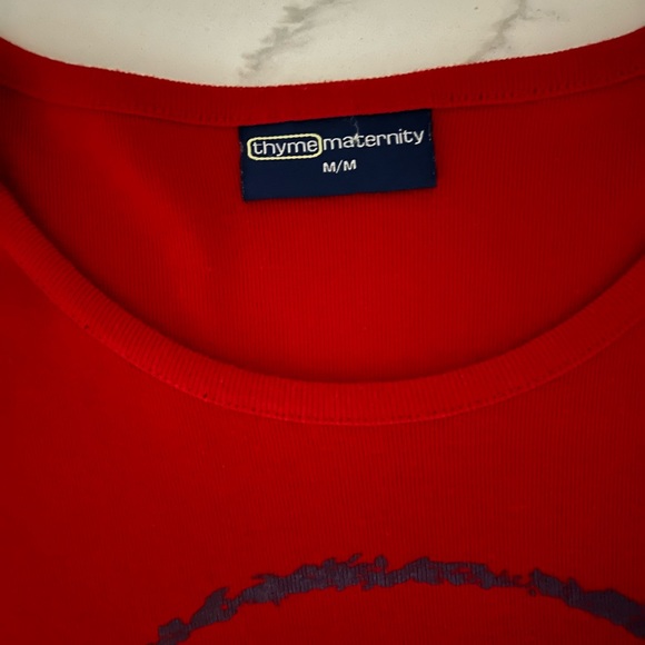 Vintage Y2K maternity collection, red graphic jersey knit top - Picture 10 of 12